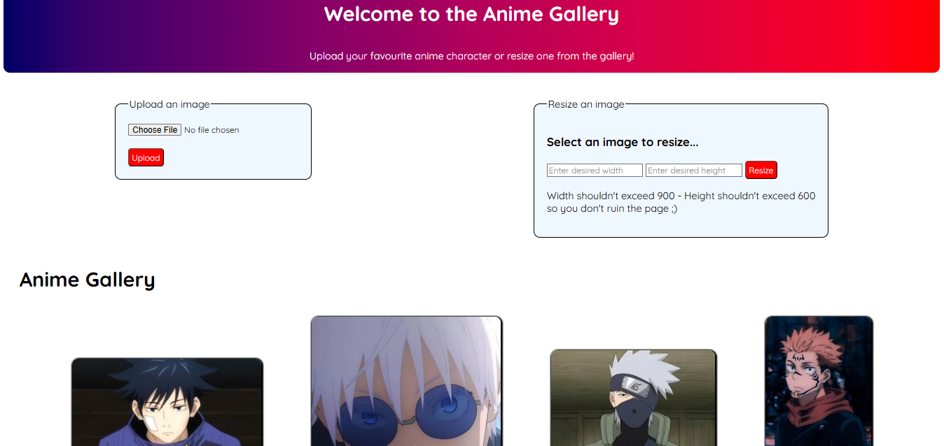 screenshot of project website